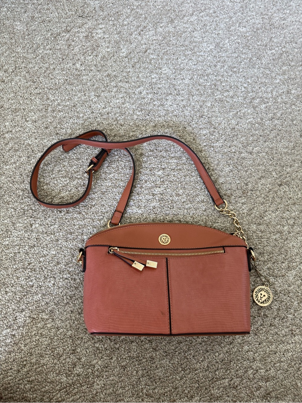 Anne Klein Crossbody Shoulder Purse Coral Mauve Burnt Umber Salmon Pink